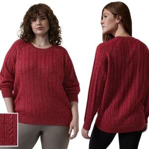 Athleta Crossroads Crew Neck Sweater in Decadent Red Metallic Size Medium